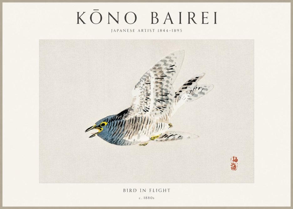 Kōno Bairei Bird in Flight No1 - Juliste