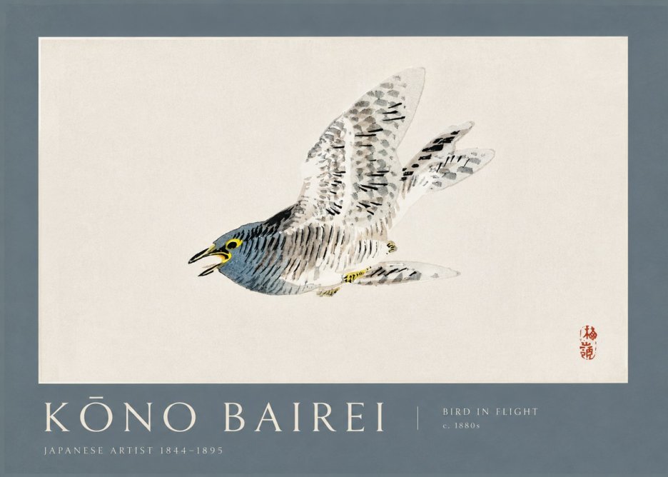 Kōno Bairei Bird in Flight No2 - Juliste
