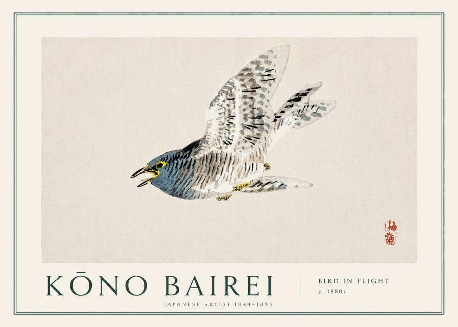 Kōno Bairei Bird in Flight No3 - Juliste