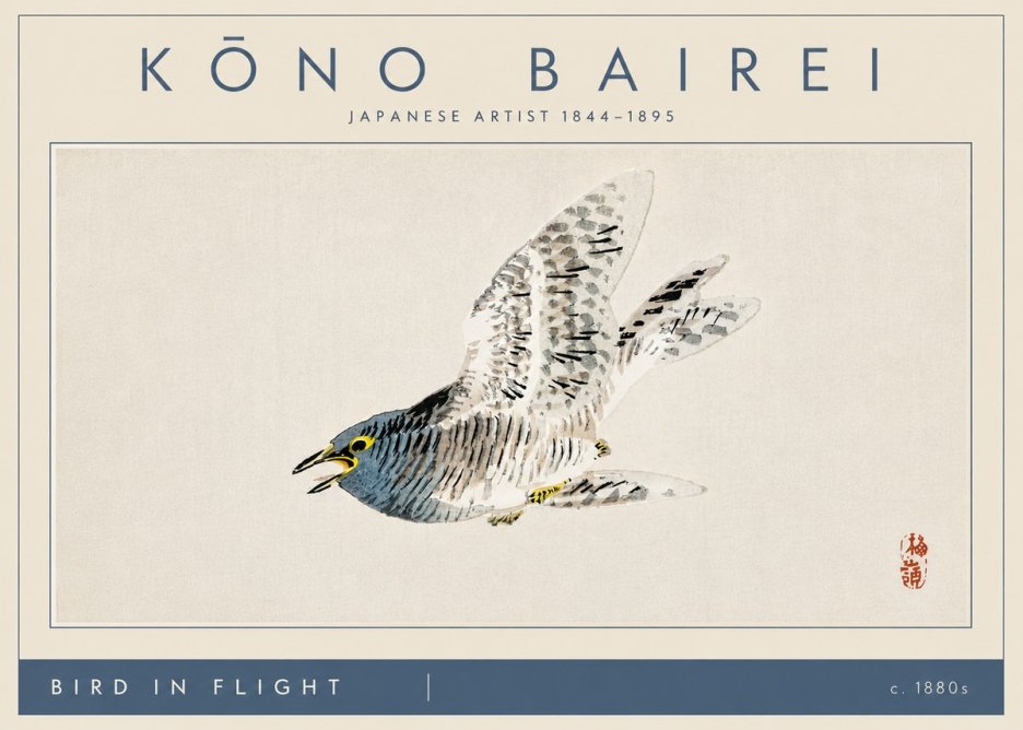 Kōno Bairei Bird in Flight No4 - Juliste