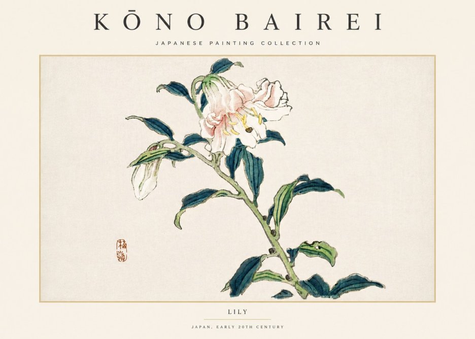 Kōno Bairei Lily No4 - Juliste