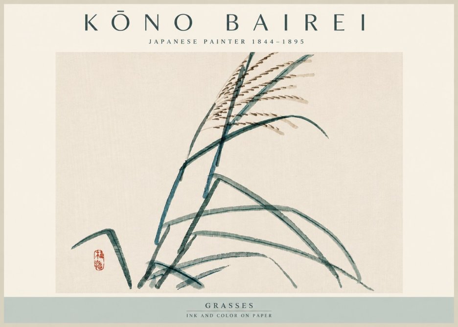 Kōno Bairei Grasses No4 - Juliste