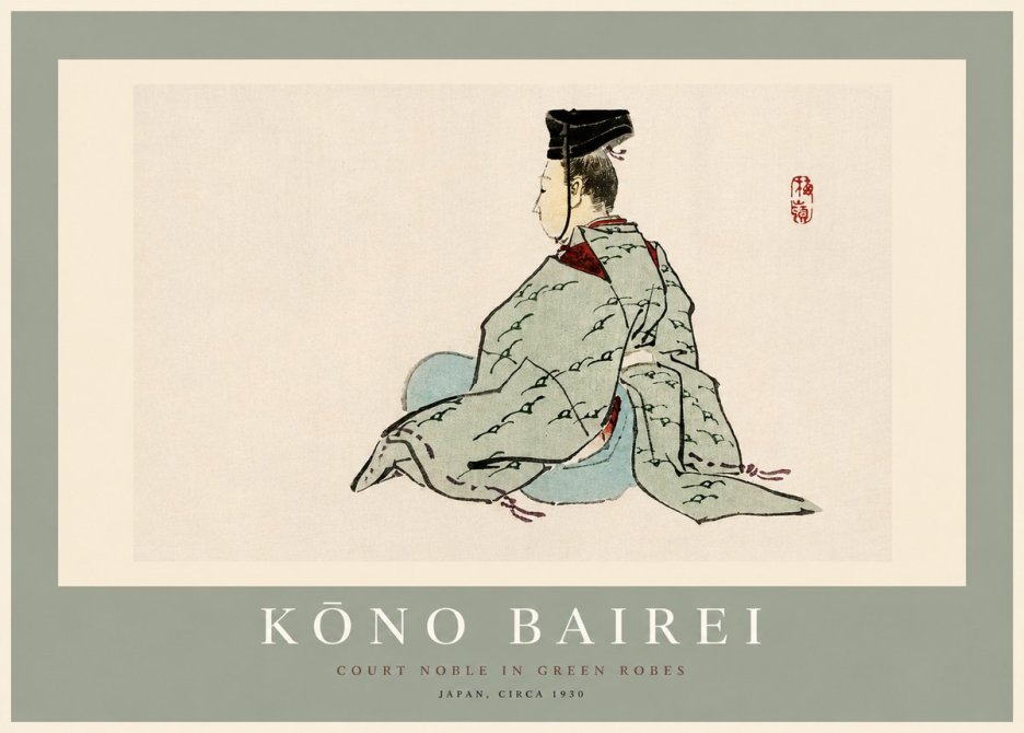 Kōno Bairei Court Noble in Green Robes No2 - Juliste