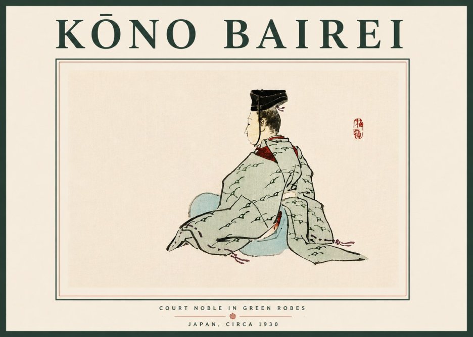 Kōno Bairei Court Noble in Green Robes No6 - Juliste
