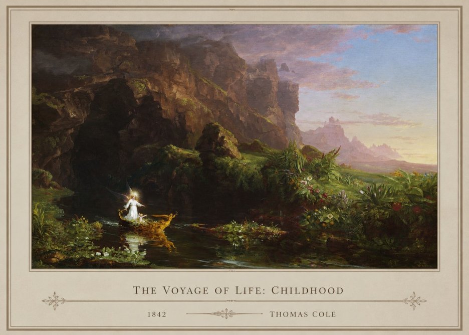 Thomas Cole The Voyage of Life: Childhood I No1 - Juliste