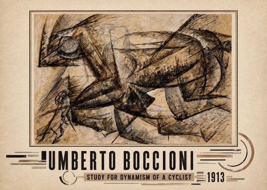 Umberto Boccioni Study for Dynamism of a Cyclist No3 - Juliste