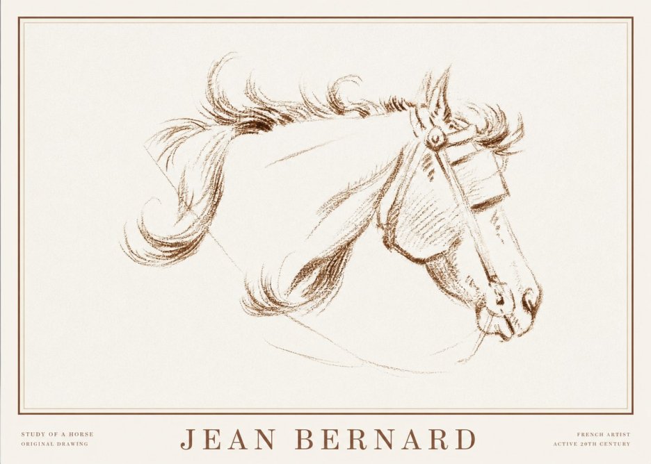 Jean Bernard Study of a Horse I No2 - Juliste
