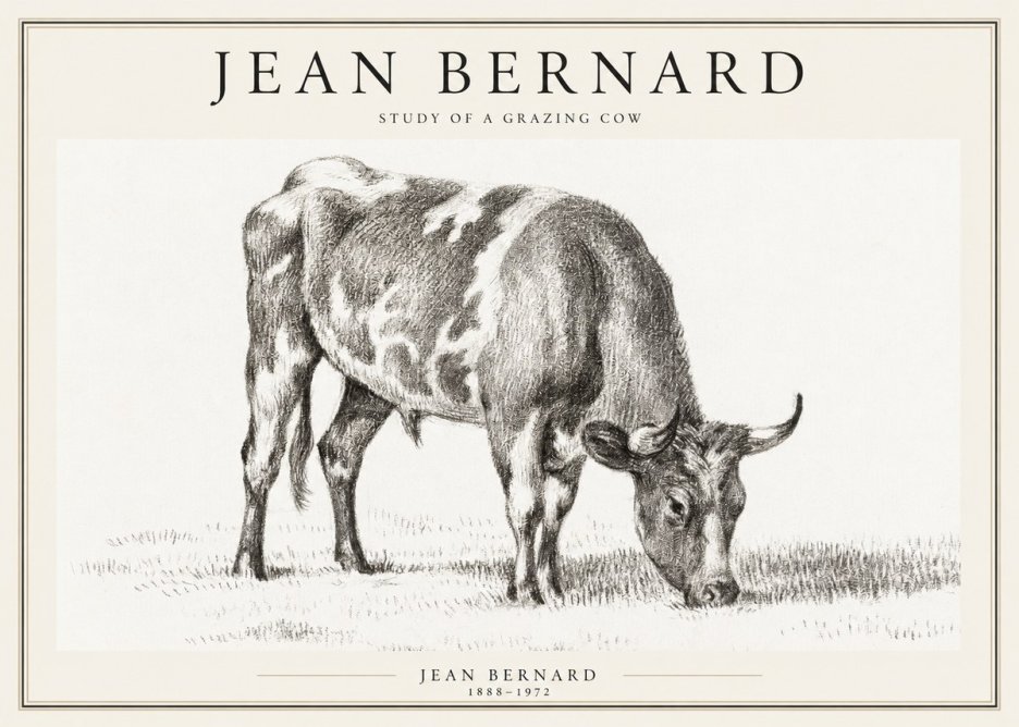 Jean Bernard Grazing Cow I No2 - Juliste