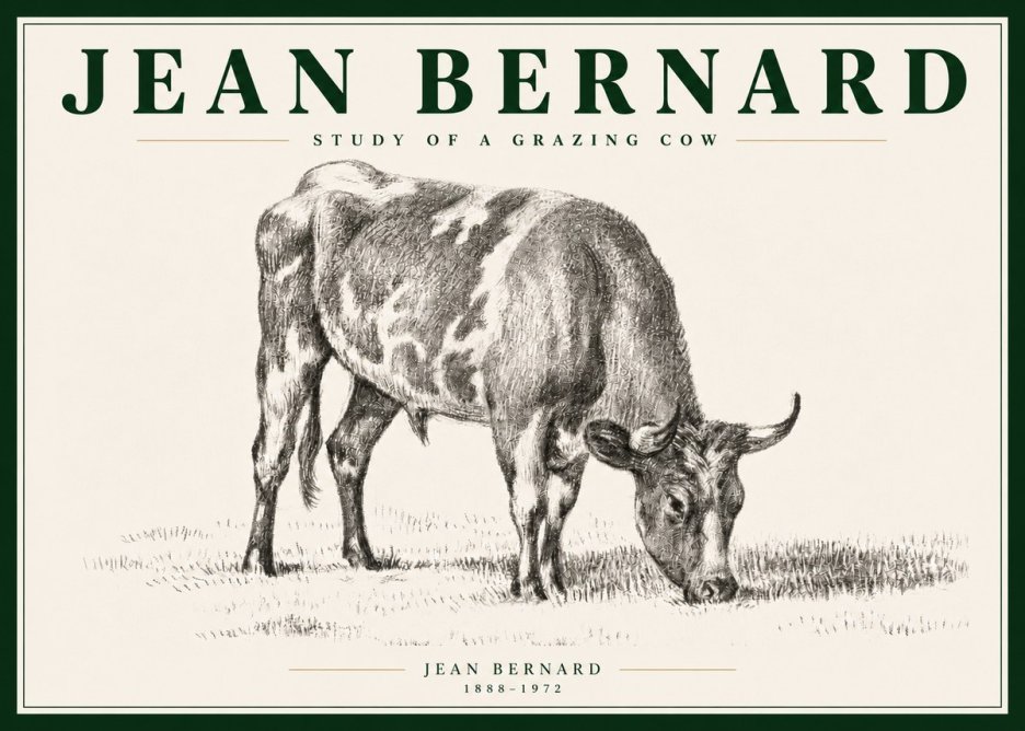 Jean Bernard Grazing Cow I No5 - Juliste
