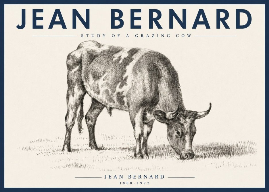 Jean Bernard Grazing Cow I No6 - Juliste