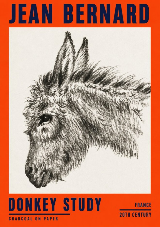 Jean Bernard Donkey Study I No2 - Juliste