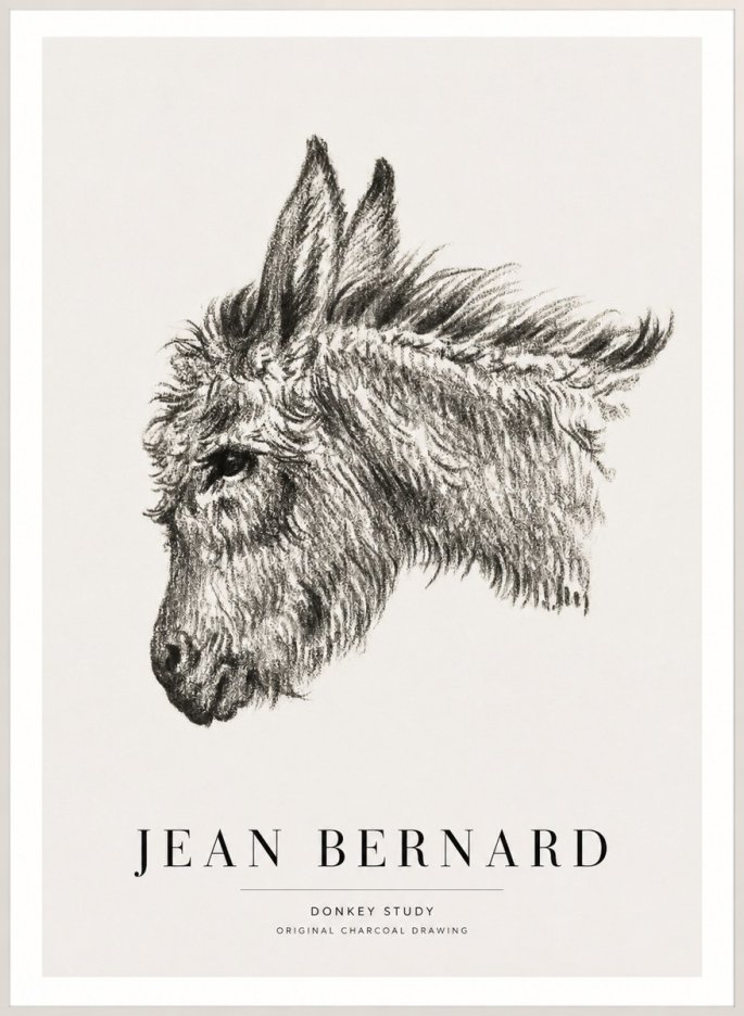 Jean Bernard Donkey Study I No3 - Juliste