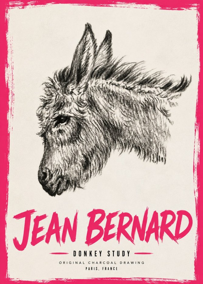 Jean Bernard Donkey Study I No6 - Juliste