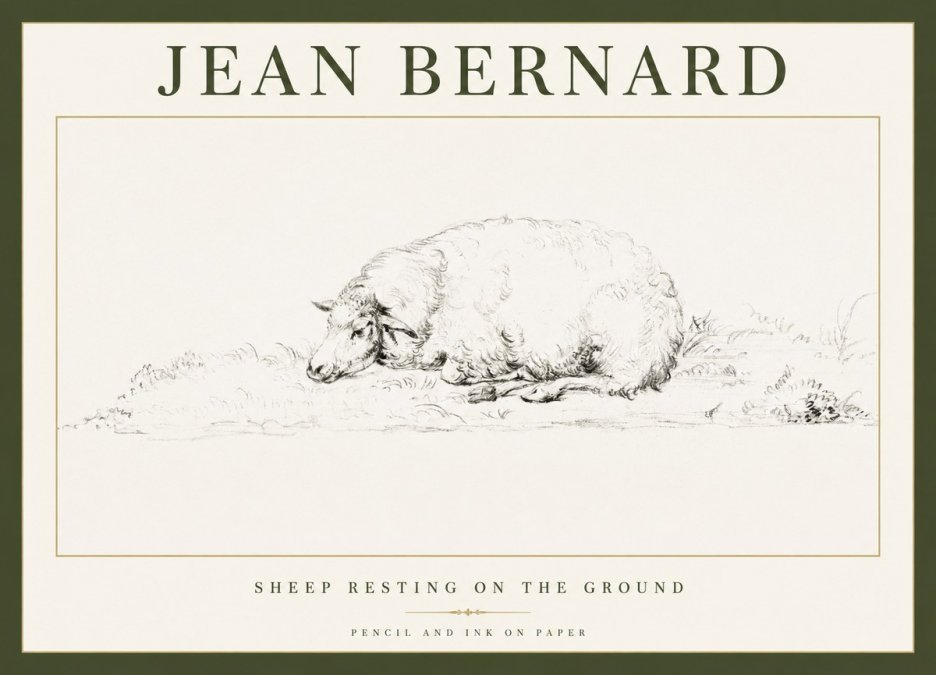 Jean Bernard Sheep Resting on the Ground No1 - Juliste
