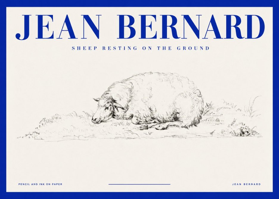 Jean Bernard Sheep Resting on the Ground No2 - Juliste