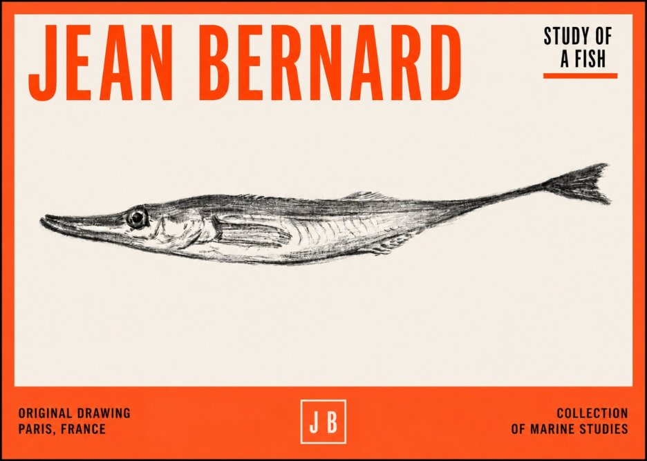 Jean Bernard Study of a Fish I No2 - Juliste
