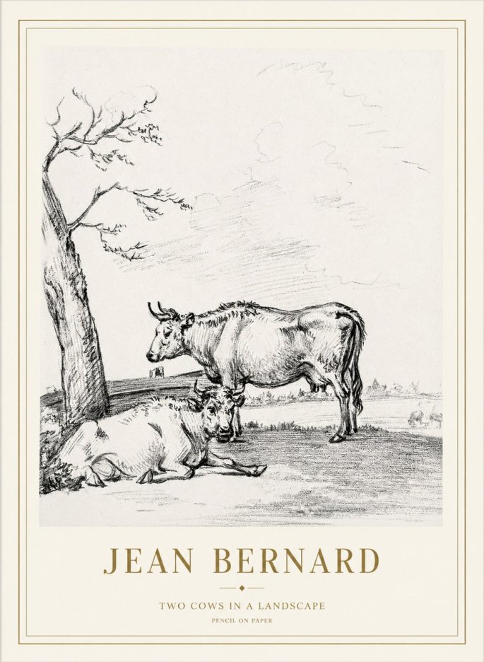 Jean Bernard Two Cows in a Landscape No1 - Juliste
