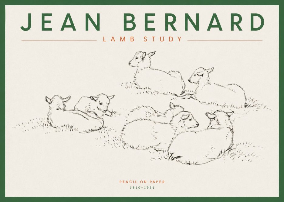 Jean Bernard Study of Lambs No5 - Juliste