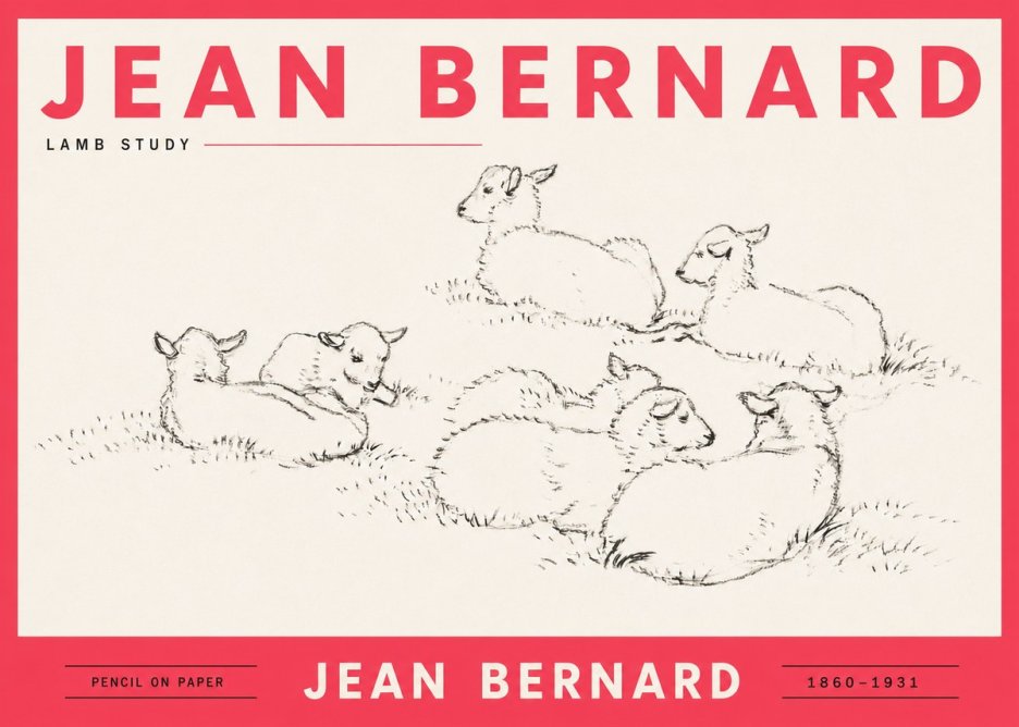Jean Bernard Study of Lambs No6 - Juliste