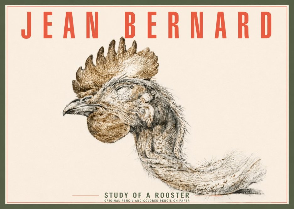 Jean Bernard Study of a Rooster Head No4 - Juliste