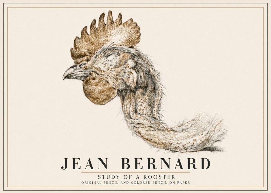 Jean Bernard Study of a Rooster Head No6 - Juliste