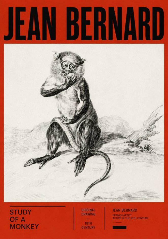 Jean Bernard Study of a Monkey No2 - Juliste