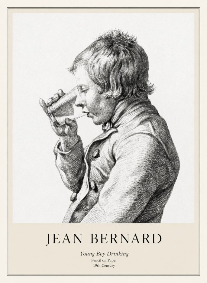 Jean Bernard Young Boy Drinking No1 - Juliste