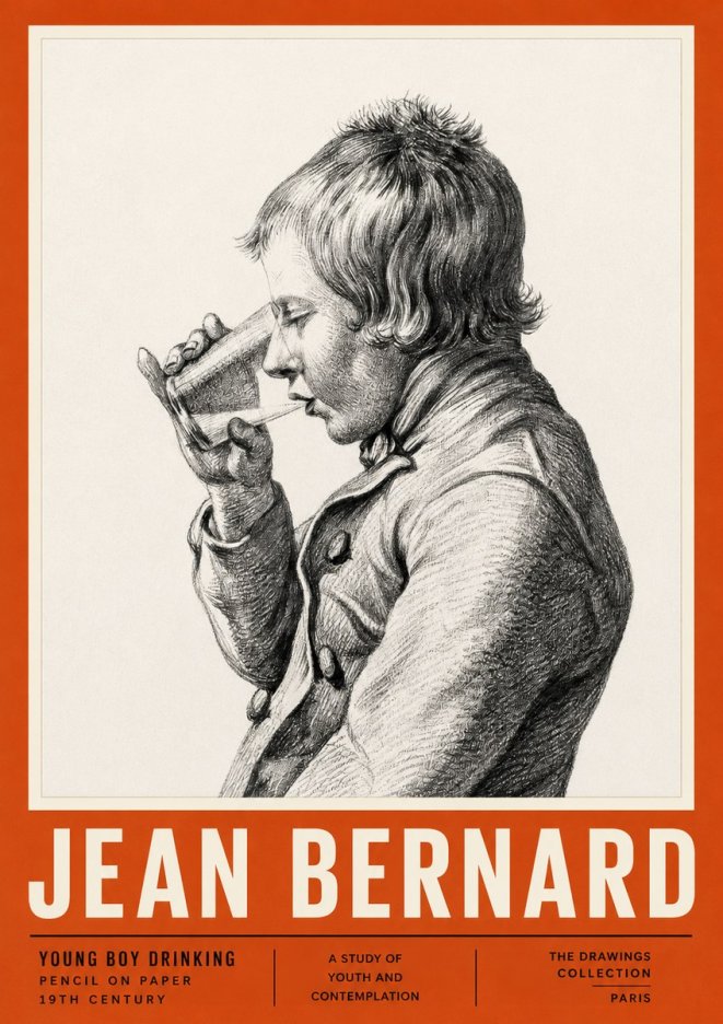 Jean Bernard Young Boy Drinking No2 - Juliste