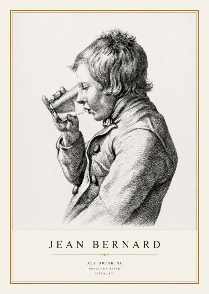 Jean Bernard Young Boy Drinking No3 - Juliste