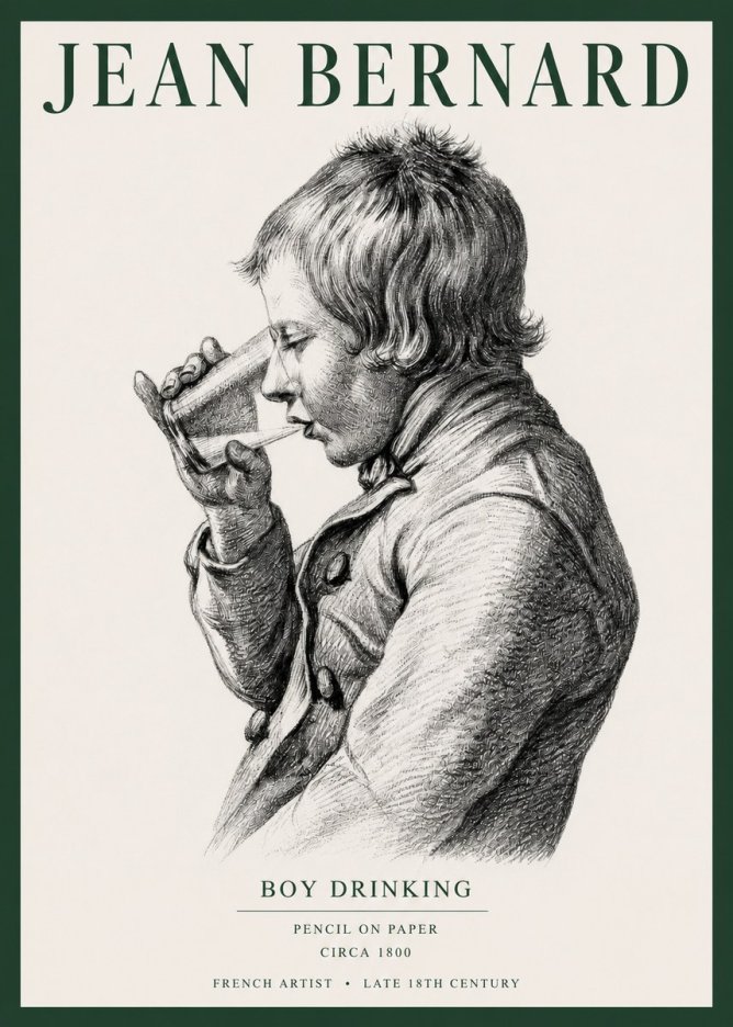 Jean Bernard Young Boy Drinking No5 - Juliste