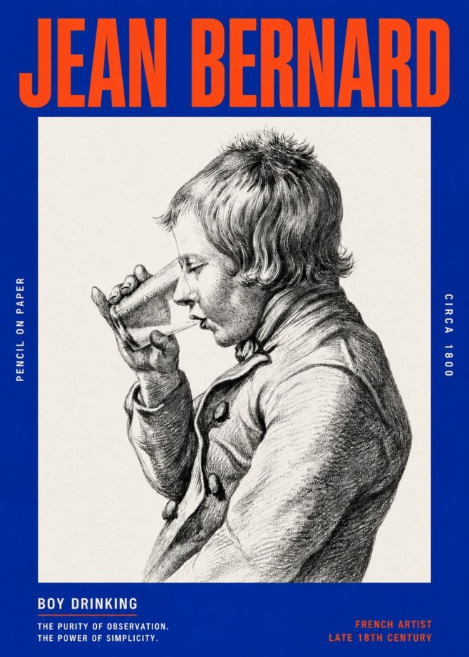 Jean Bernard Young Boy Drinking No6 - Juliste
