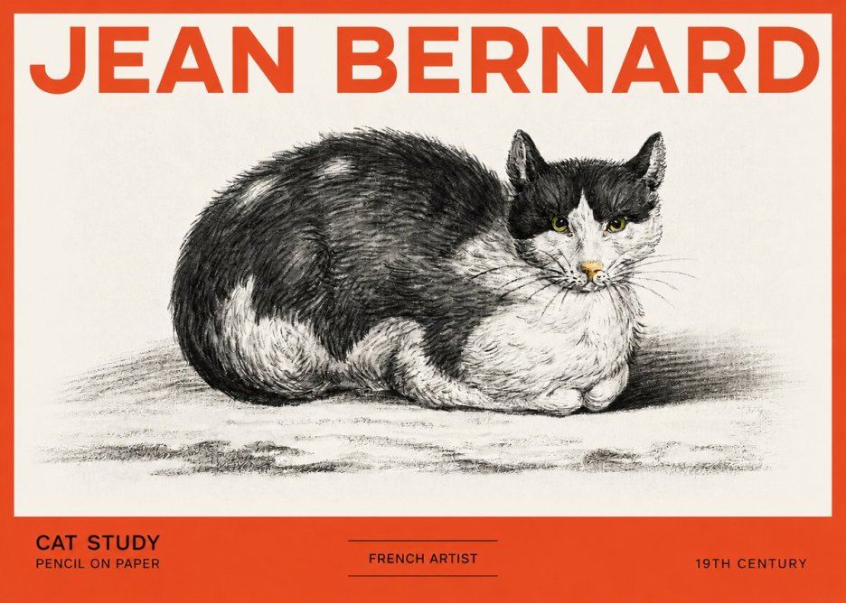 Jean Bernard Cat Study II No2 - Juliste