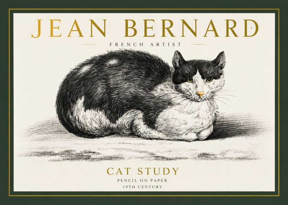 Jean Bernard Cat Study II No3 - Juliste