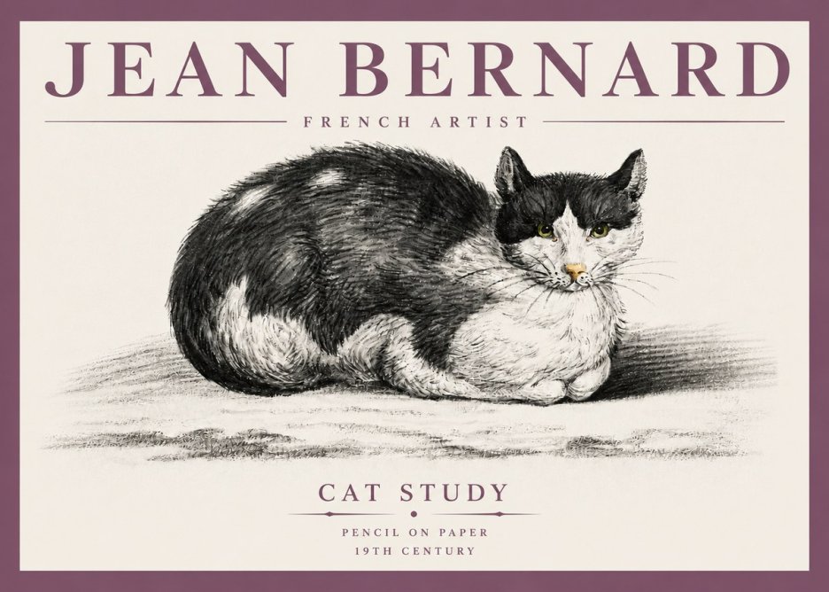 Jean Bernard Cat Study II No4 - Juliste