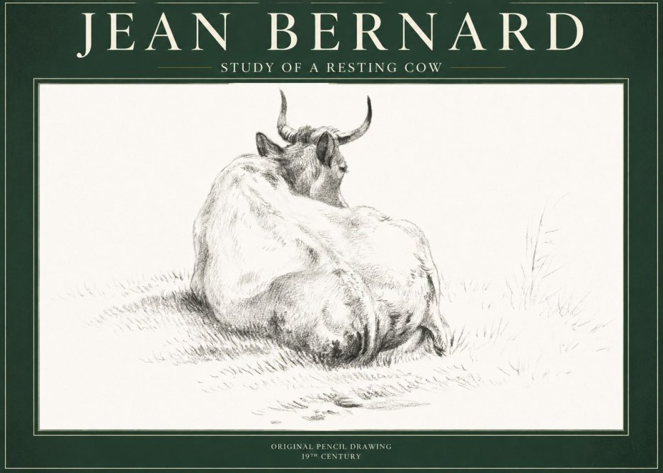 Jean Bernard Study of a Resting Cow I No1 - Juliste