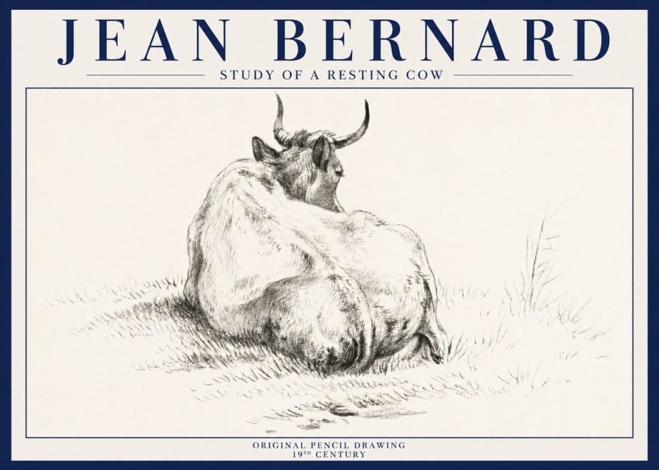 Jean Bernard Study of a Resting Cow I No3 - Juliste
