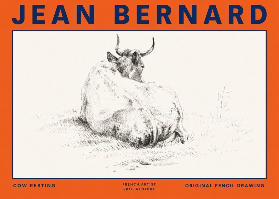 Jean Bernard Study of a Resting Cow I No6 - Juliste