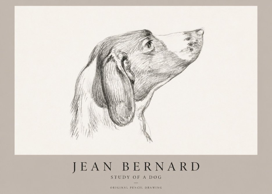 Jean Bernard Study of a Dog I No1 - Juliste