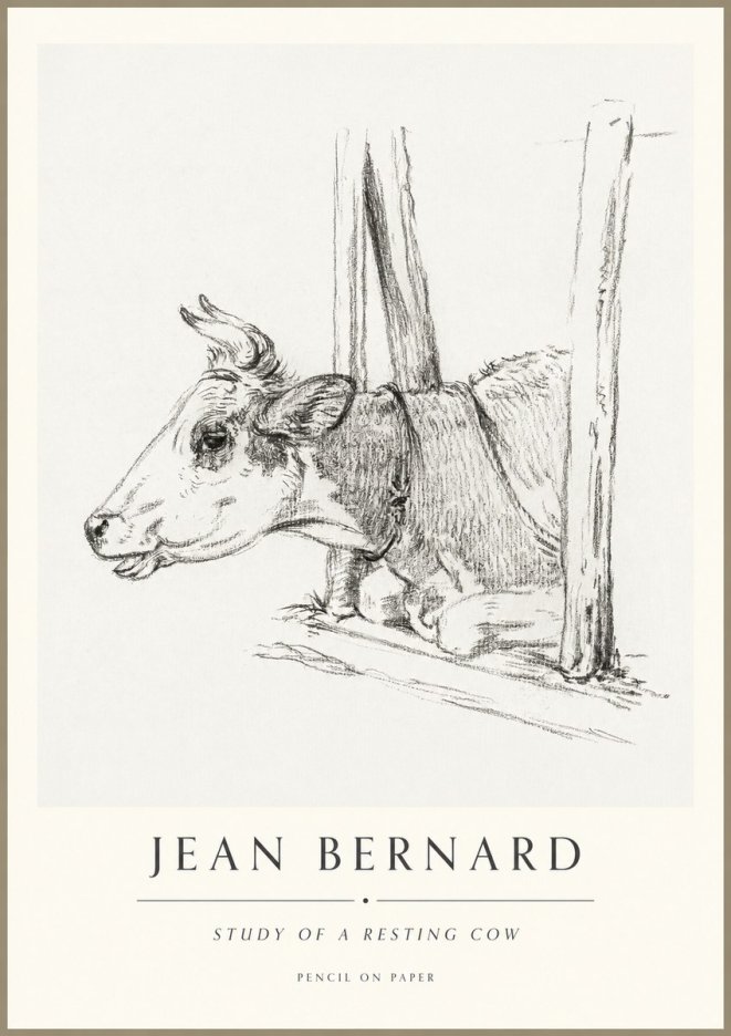 Jean Bernard Study of a Resting Cow II No1 - Juliste