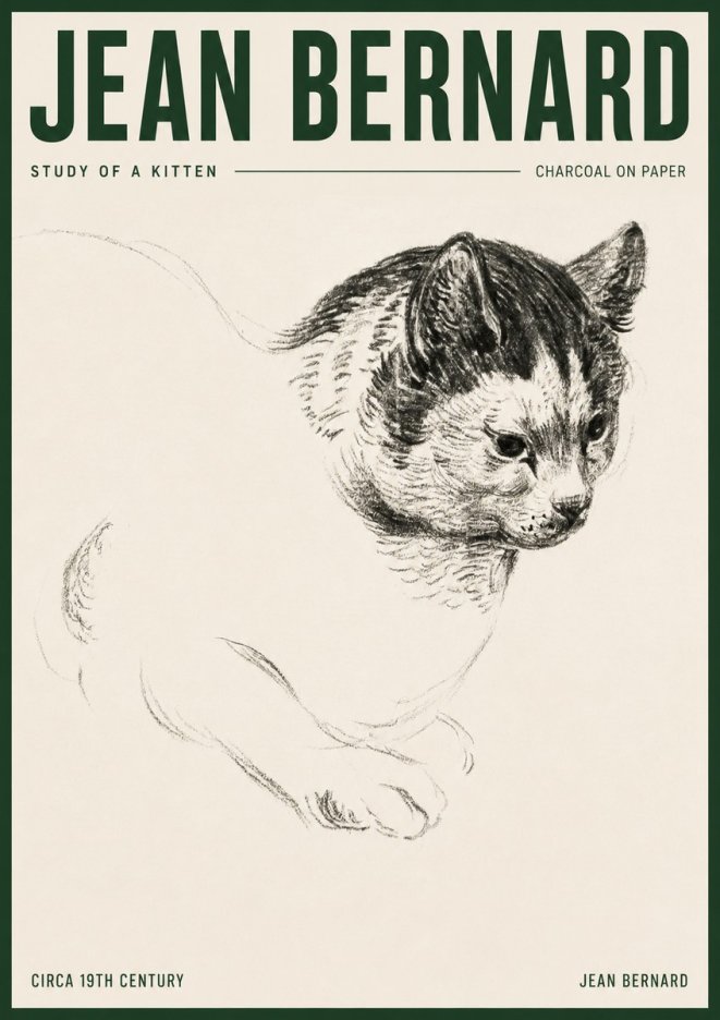Jean Bernard Study of a Kitten I No3 - Juliste