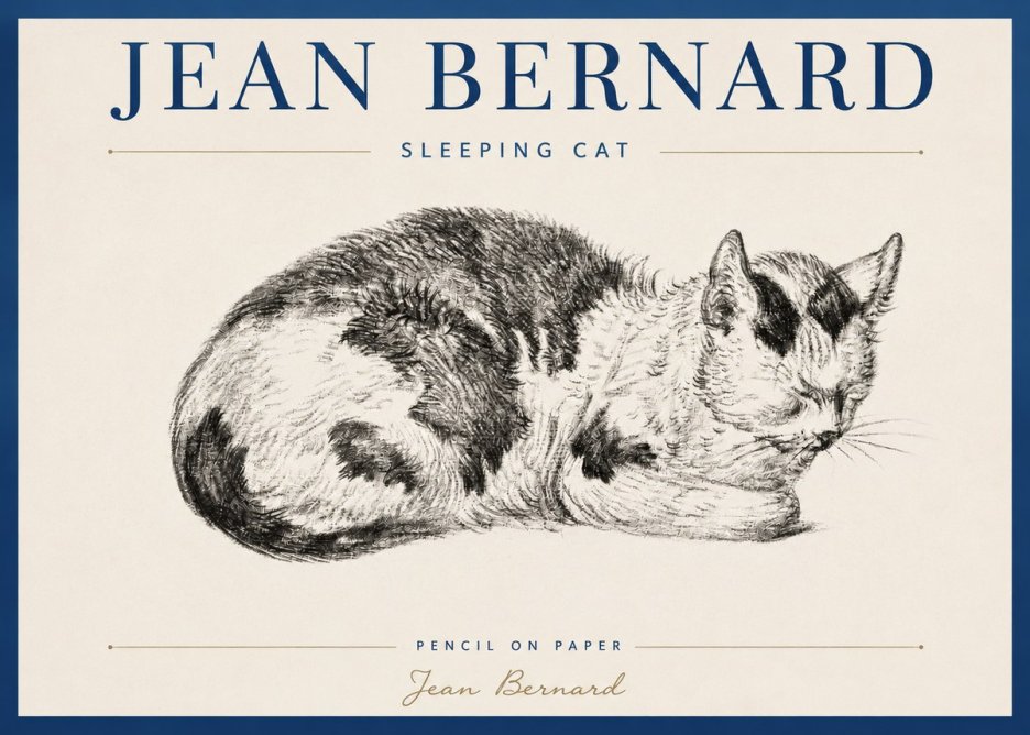 Jean Bernard Sleeping Cat I No3 - Juliste