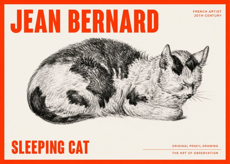 Jean Bernard Sleeping Cat I No6 - Juliste