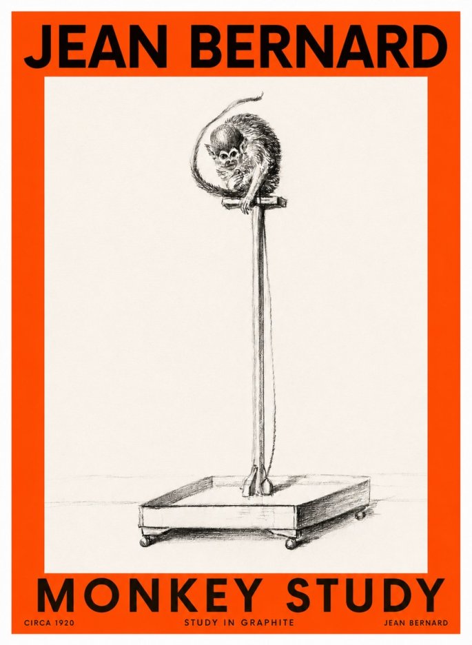 Jean Bernard Monkey Study No2 - Juliste