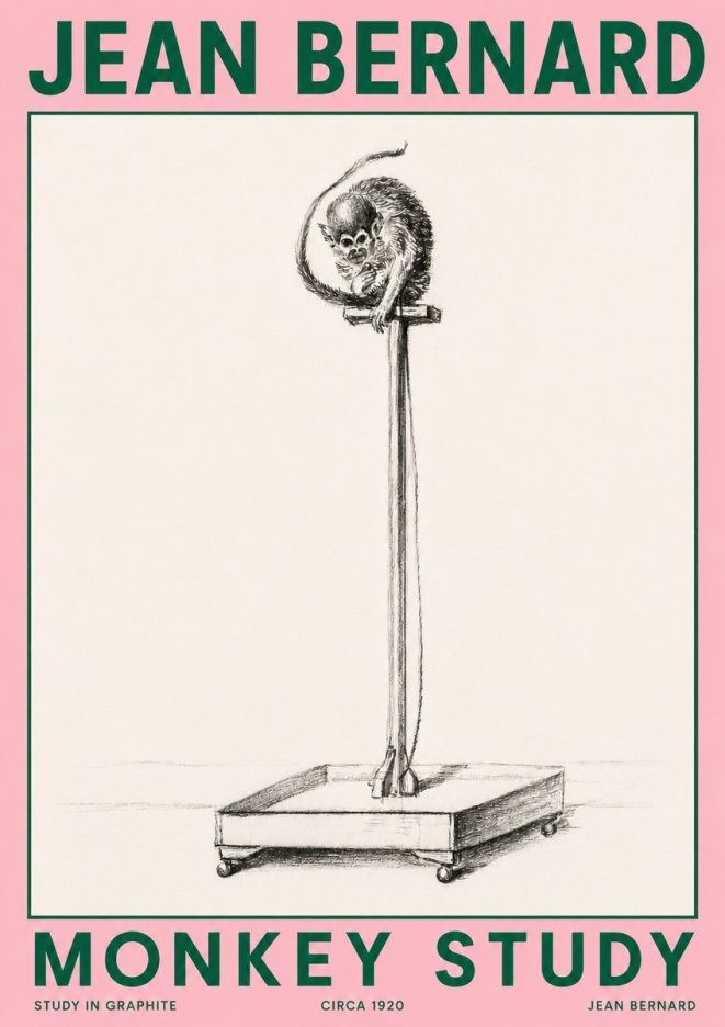Jean Bernard Monkey Study No4 - Juliste