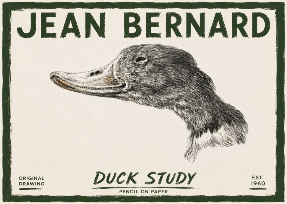 Jean Bernard Study of a Duck No6 - Juliste