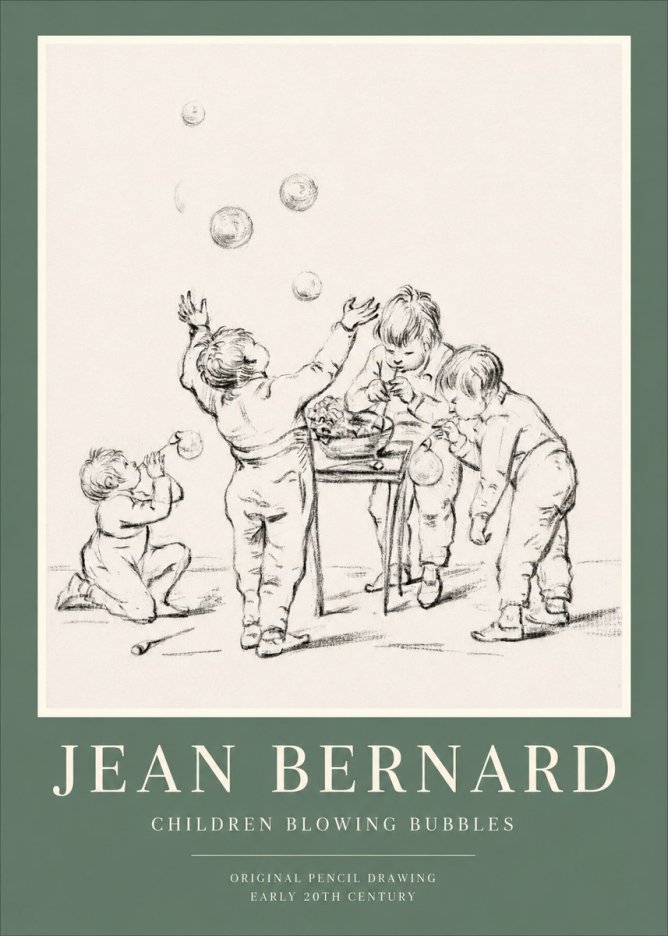 Jean Bernard Children Blowing Bubbles No1 - Juliste