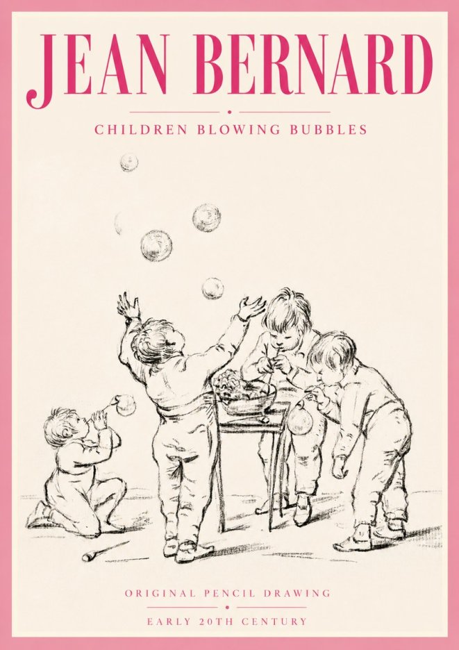 Jean Bernard Children Blowing Bubbles No5 - Juliste