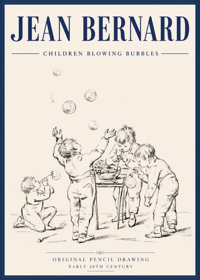 Jean Bernard Children Blowing Bubbles No6 - Juliste