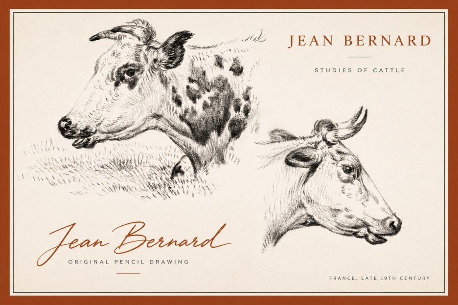 Jean Bernard Studies of Cattle I No3 - Juliste