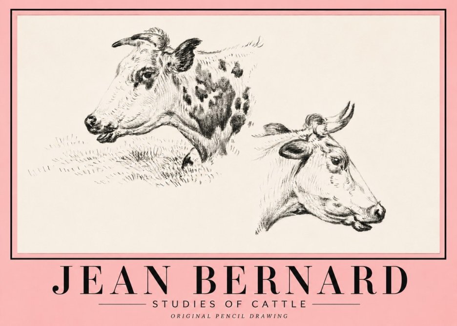 Jean Bernard Studies of Cattle I No5 - Juliste